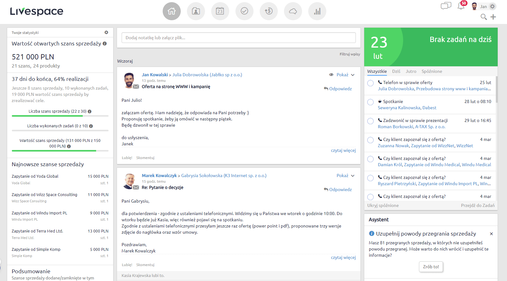 Screen - jak Livespace CRM ułatwia zarządzanie informacją w organizacji