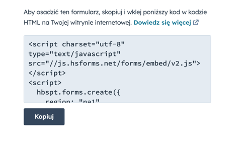 jak wstawić formularz kontaktowy na stronę - dodaj kod