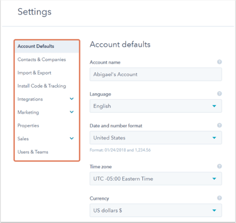 Ustawienia w Hubspot CRM