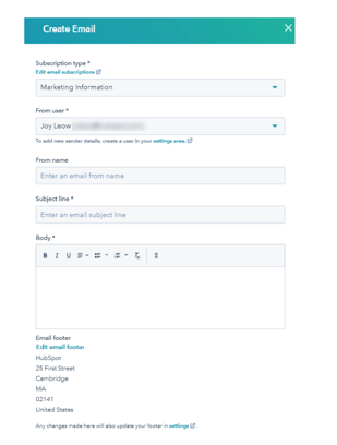 Stary edytor maila follow up w ustawieniach formularza HubSpot