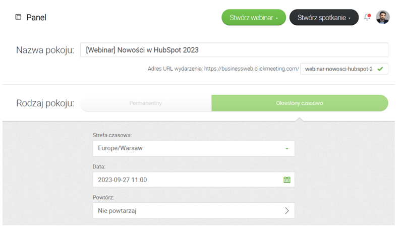 webinar tworzenie spotkania