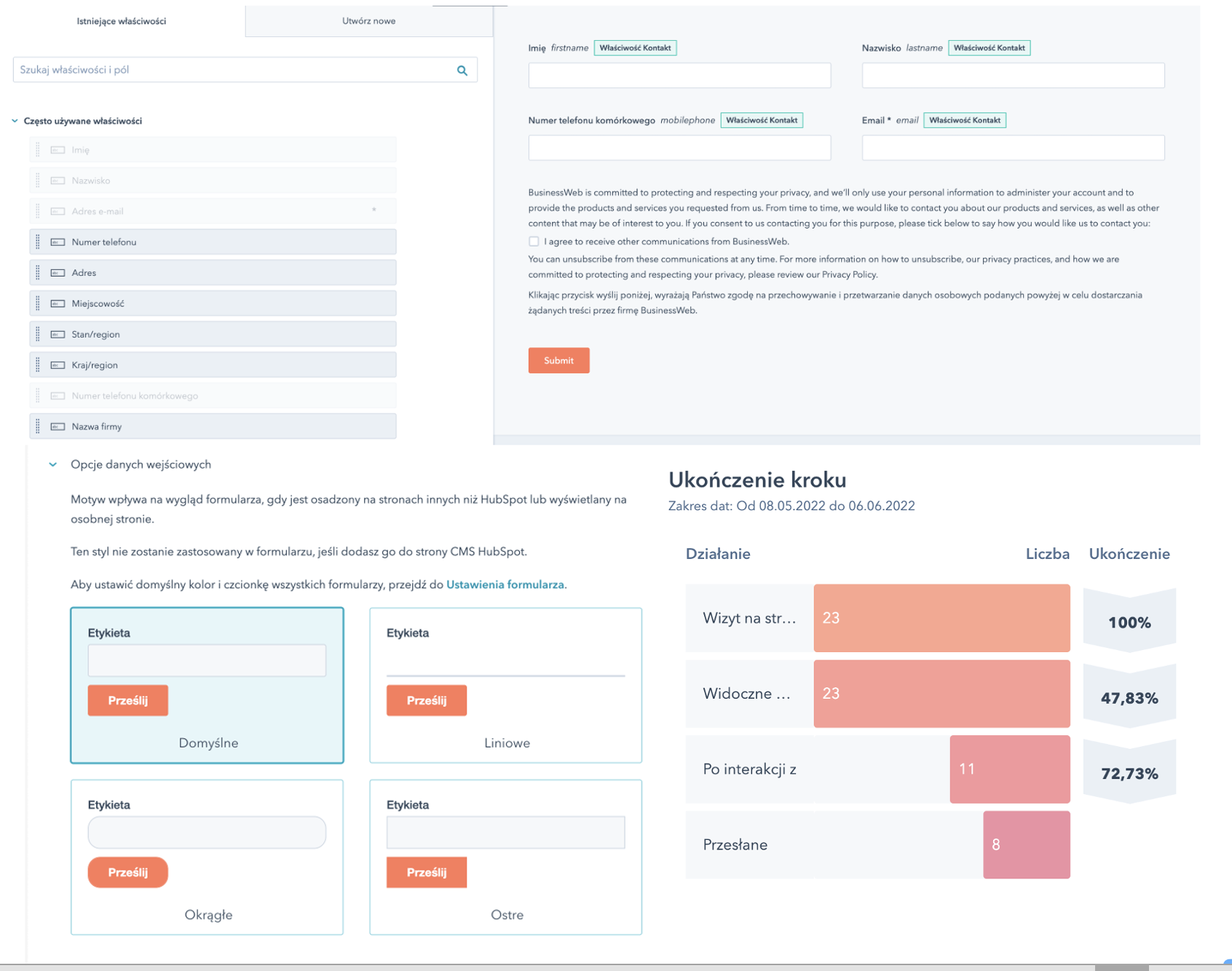 formularze w hubspot